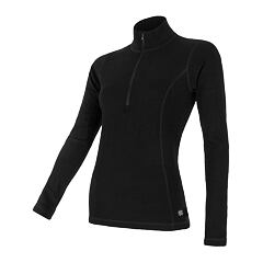 SENSOR MERINO DF WOMEN TEE LS WITH ZIP BLK