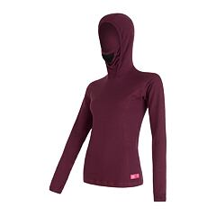 SENSOR MERINO DF WOMEN TEE LS WITH HOODIE LILLA