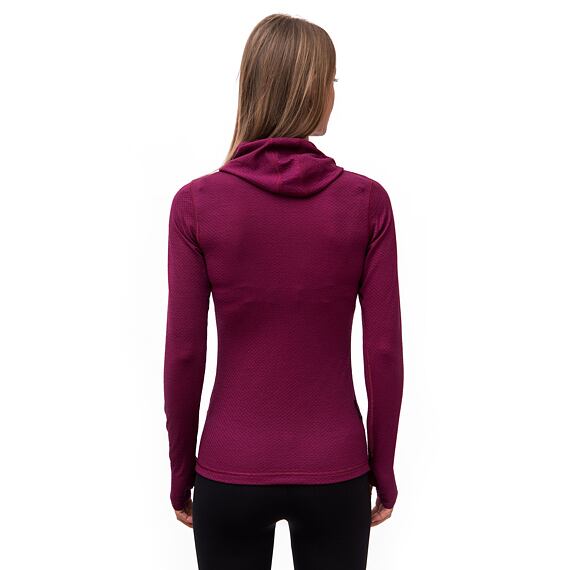 SENSOR MERINO DF WOMEN TEE LS WITH HOODIE LILLA