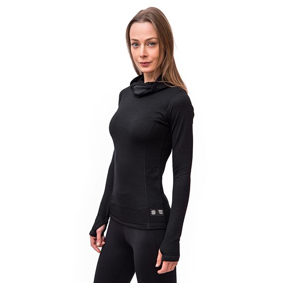 SENSOR MERINO DF WOMEN TEE LS HOODIE BLK