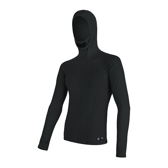 SENSOR MERINO DF MEN TEE LS WITH HOODIE BLK
