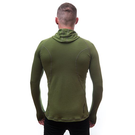 SENSOR MERINO DF MEN TEE LS WITH HOODIE SAFARI GRN