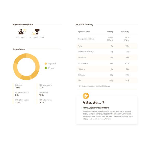 CHIMPANZEE  BIO PROTEIN BAR Peanut Butter 45g, CZ-BIO-002