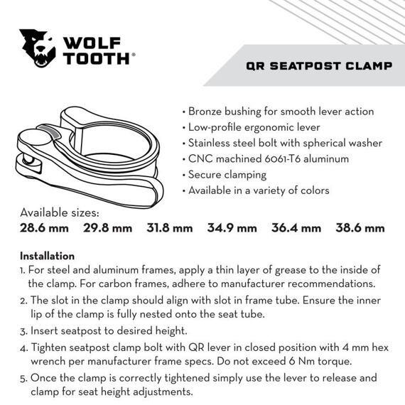 WOLF TOOTH seatpost clamp 31.8mm green Quick Release
