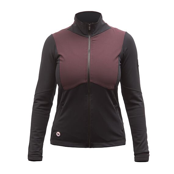 FT WOMEN'S CROSS POINT HYBRID JACKET TRUE BLACK/PORT RED