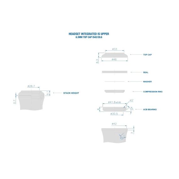 RITCHEY headset COMP Cartridge Upper Integrated IS 42/28.6 9mm stack