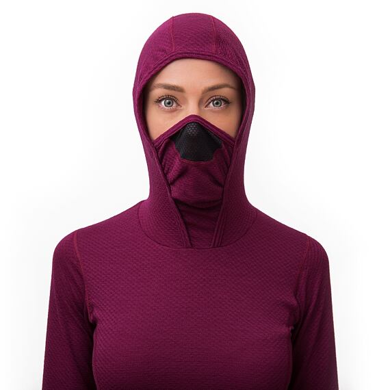 SENSOR MERINO DF WOMEN TEE LS WITH HOODIE LILLA