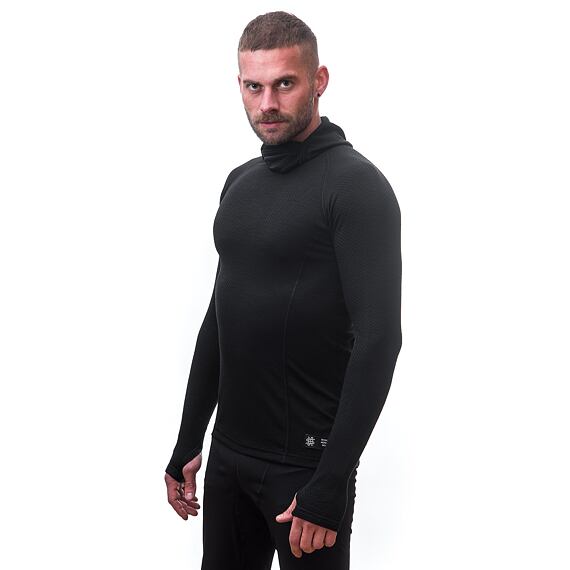 SENSOR MERINO DF MEN TEE LS WITH HOODIE BLK