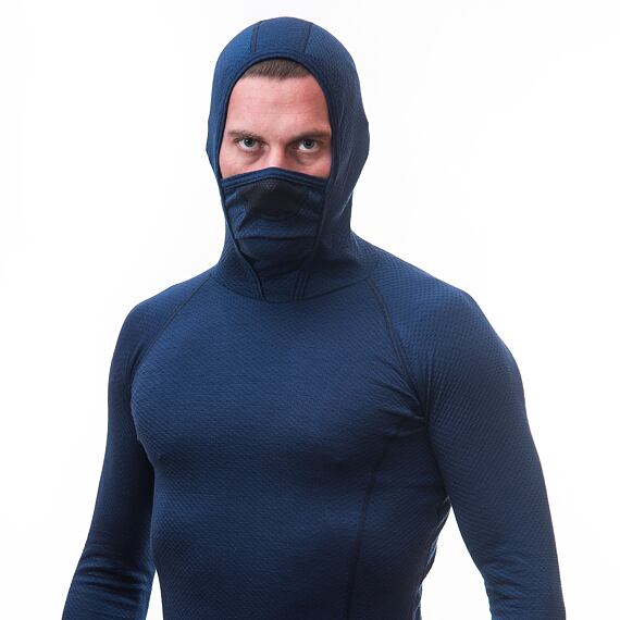 SENSOR MERINO DF MEN TEE LS WITH HOODIE DEEP BLU