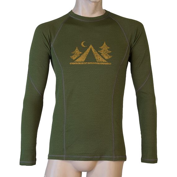 SENSOR MERINO DF CAMP MEN TEE LS SAFARI GRN