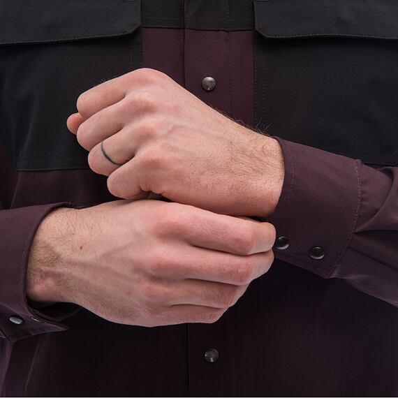 FT MEN'S RIDER LONG SLEEVE SHIRT WINE RED/BLACK