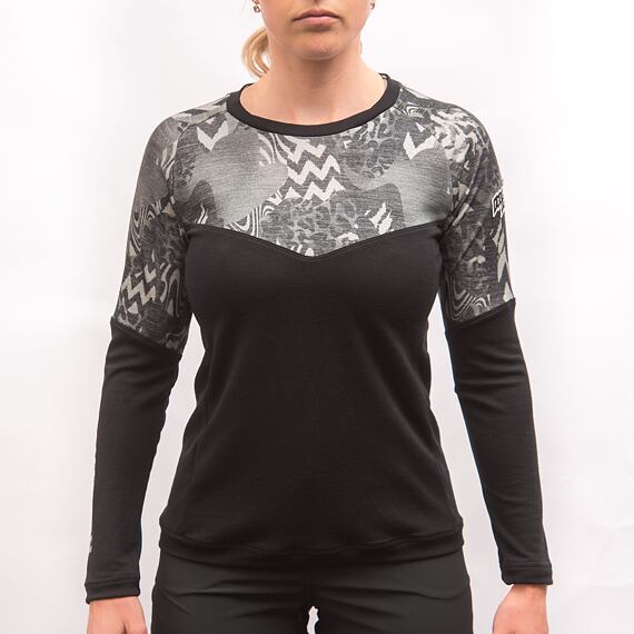 FT WOMEN'S ESCAPE MERINO LONG SLEEVE TEE BLACK/ZEBRA