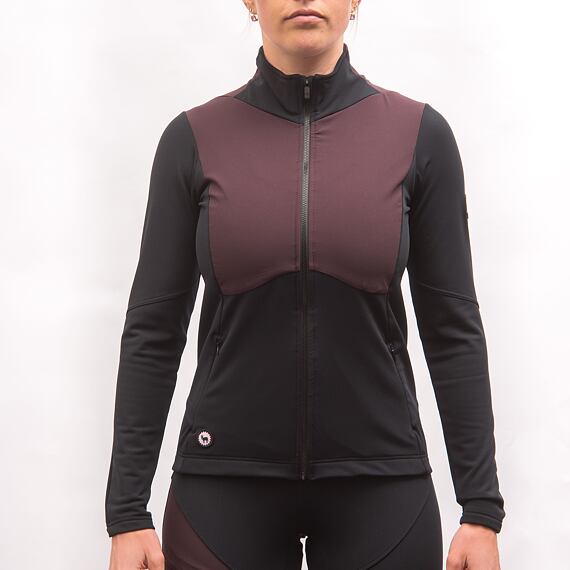 FT WOMEN'S CROSS POINT HYBRID JACKET TRUE BLACK/PORT RED