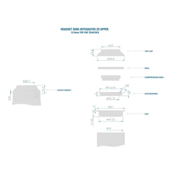 RITCHEY headset COMP Cartridge Upper Semi-Integrated ZS44/28.6 15mm stack