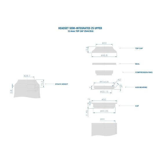RITCHEY headset WCS Upper Semi-Integrated ZS 44/28.6 15mm stack
