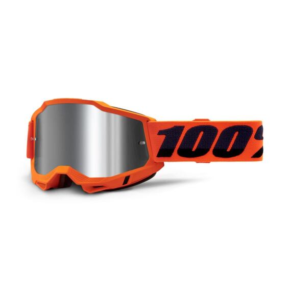 MX Glasses 100% ACCURI 2 Neon/Orange Mirror Silver Lens