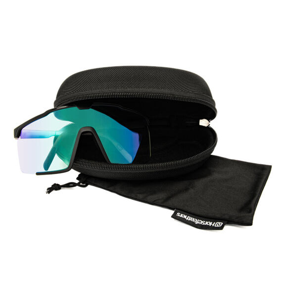 HORSEFEATHERS photochromic glasses PROTON matt black/mirror green