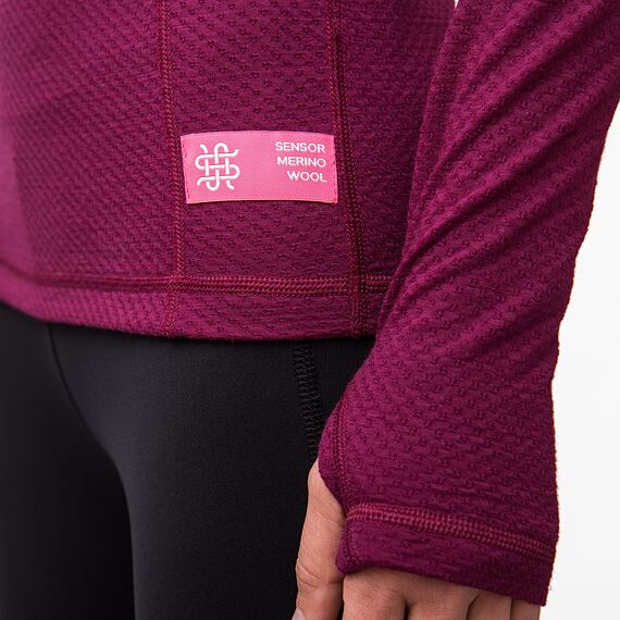 SENSOR MERINO DF WOMEN TEE LS WITH HOODIE LILLA