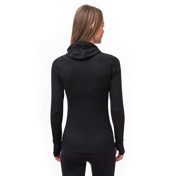 SENSOR MERINO DF WOMEN TEE LS HOODIE BLK