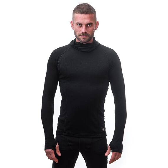 SENSOR MERINO DF MEN TEE LS WITH HOODIE BLK