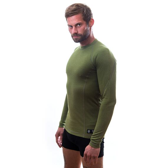 SENSOR MERINO DF MEN TEE LS SAFARI GRN