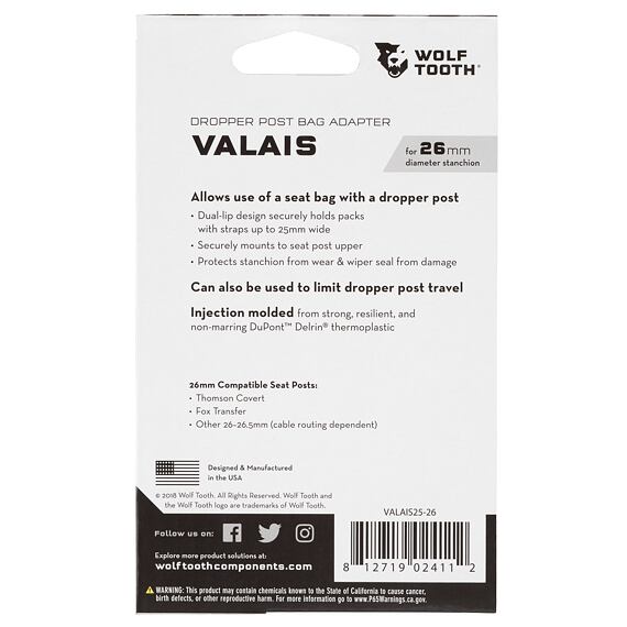 WOLF TOOTH seatpost adapter VALAIS 25 26mm