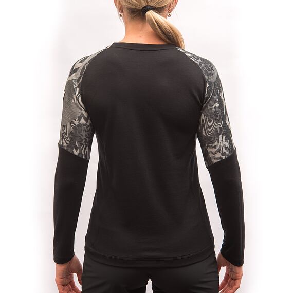 FT WOMEN'S ESCAPE MERINO LONG SLEEVE TEE BLACK/ZEBRA
