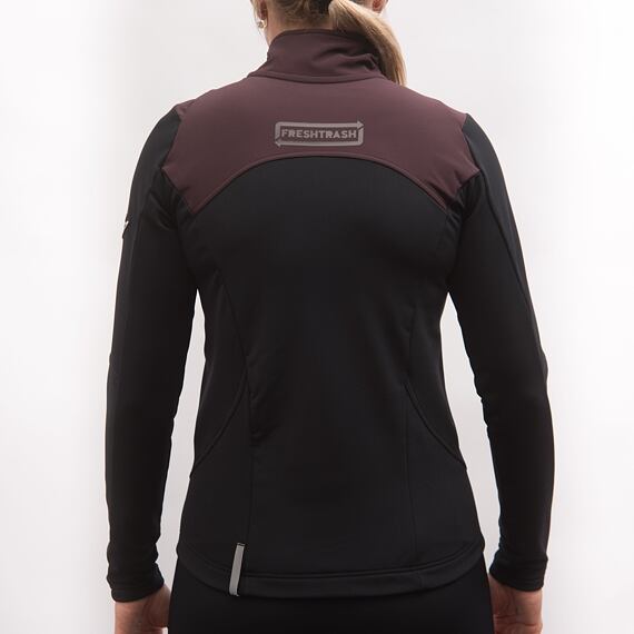 FT WOMEN'S CROSS POINT HYBRID JACKET TRUE BLACK/PORT RED