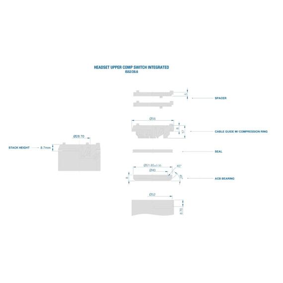 RITCHEY headset Upper COMP Cartridge Switch Integrated IS52/28.6 90mm