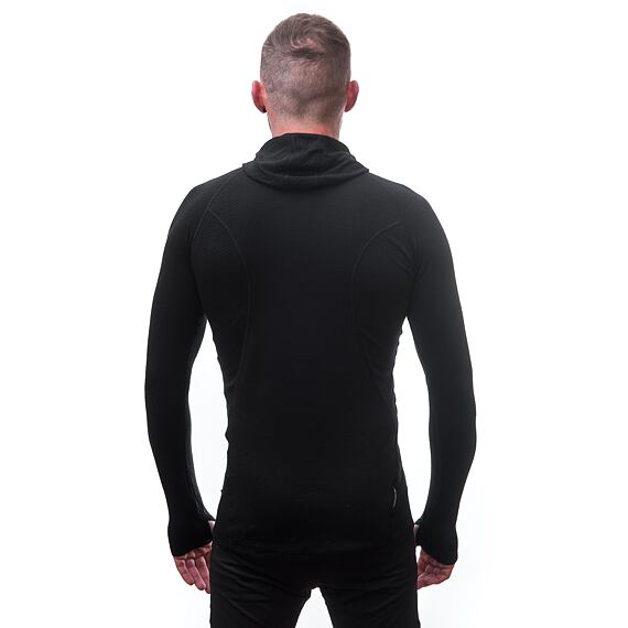 SENSOR MERINO DF MEN TEE LS WITH HOODIE BLK