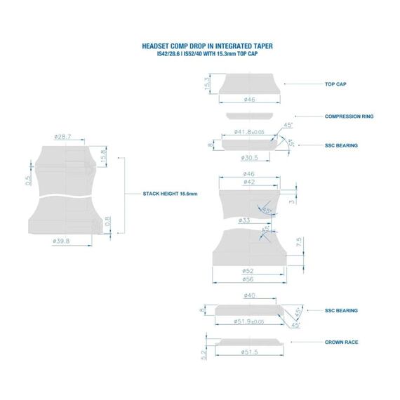 RITCHEY headset COMP Integrated IS 42/28.6 Taper 1.5 16mm Stack