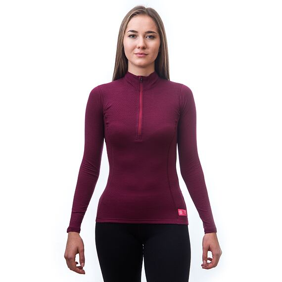 SENSOR MERINO DF WOMEN TEE LS ZIP LILLA
