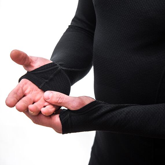 SENSOR MERINO DF MEN TEE LS WITH HOODIE BLK