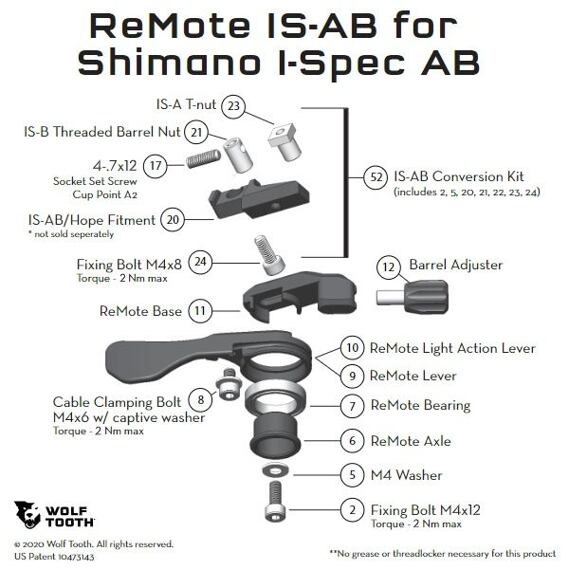 WOLF TOOTH spare part REMOTE IS-AB Conversion Kit