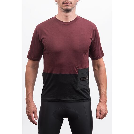 FT MEN'S LITE MERINO POCKET JERSEY MERLOT RED/BLACK