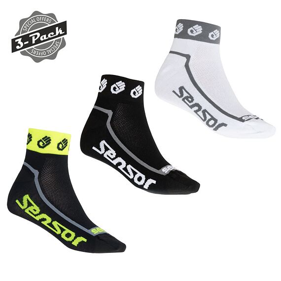 SENSOR SOX 3-PACK RACE LITE SMALL HANDS black/white/ref.yellow