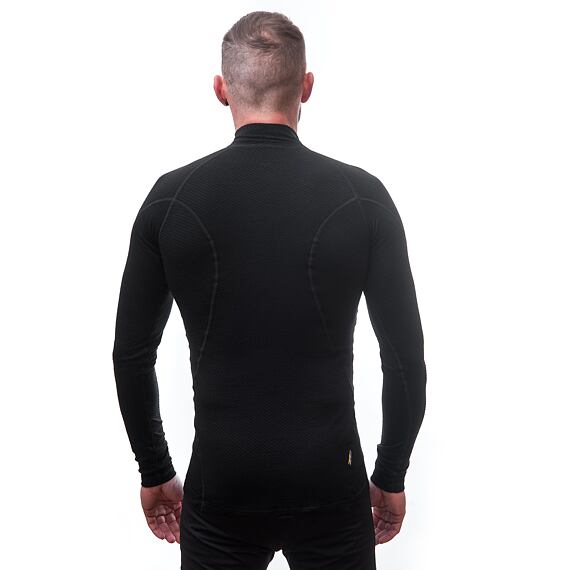 SENSOR MERINO DF MEN TEE LS WITH ZIP BLK