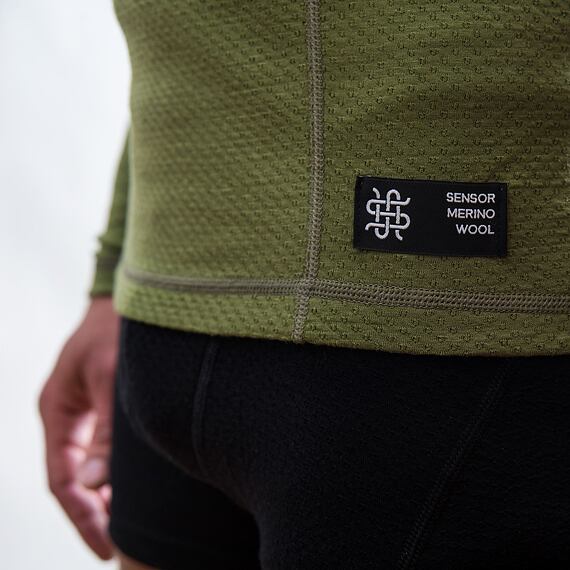 SENSOR MERINO DF MEN TEE LS SAFARI GRN