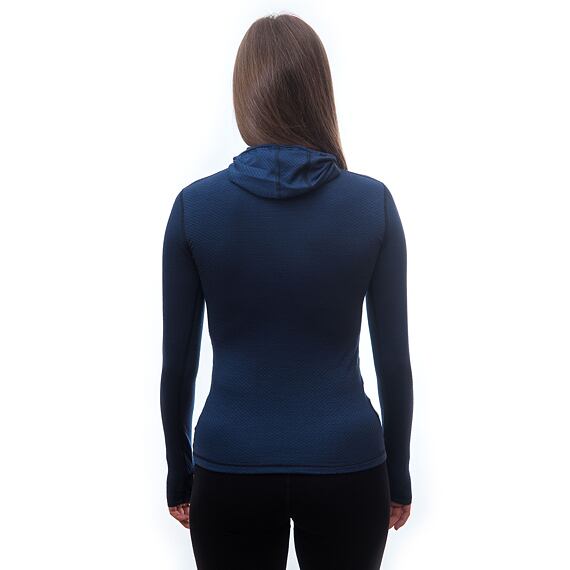 SENSOR MERINO DF WOMEN TEE LS WITH HOODIE DEEP BLUE