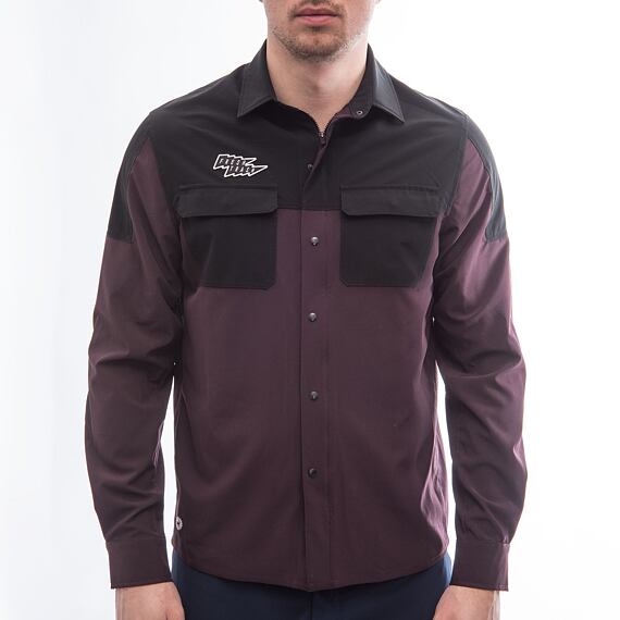 FT MEN'S RIDER LONG SLEEVE SHIRT WINE RED/BLACK