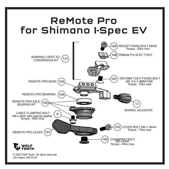 WOLF TOOTH spare part REMOTE PRO I-Spec EV Conversion Kit