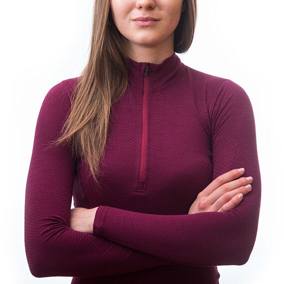 SENSOR MERINO DF WOMEN TEE LS ZIP LILLA