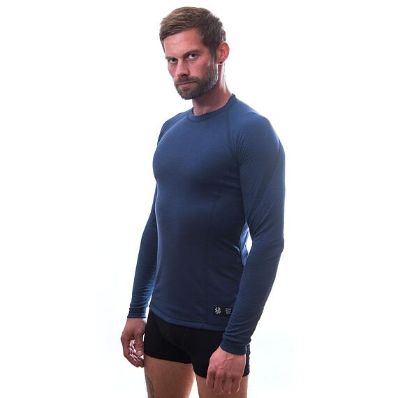 SENSOR MERINO DF MEN TEE LS DEEP BLU