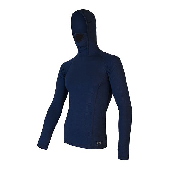 SENSOR MERINO DF MEN TEE LS WITH HOODIE DEEP BLU