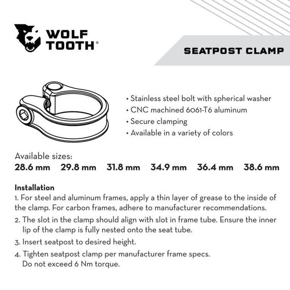 WOLF TOOTH seatpost clamp 31.8mm orange