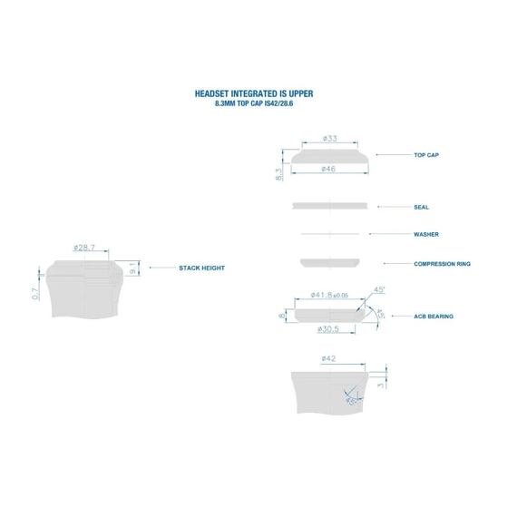 RITCHEY headset WCS Upper Integrated IS 42/28.6 9mm Stack