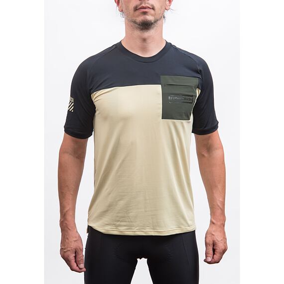 FT MEN'S HORIZON POCKET SHORT SLEEVE JERSEY SAND/BLACK