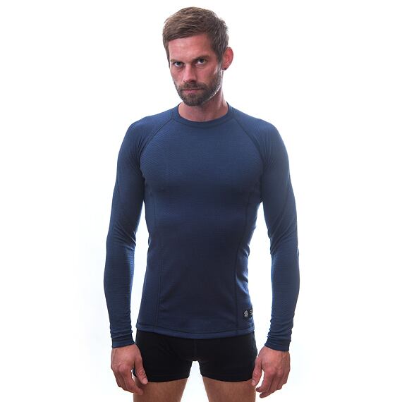 SENSOR MERINO DF MEN TEE LS DEEP BLU