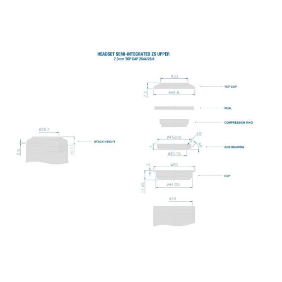 RITCHEY headset WCS Upper Semi-Integrated ZS 44/28.6 10mm stack