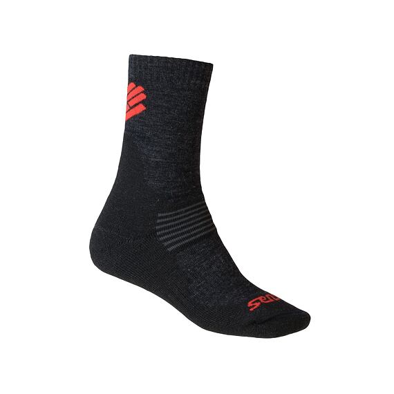 SENSOR EXPEDITION MERINO WOOL SOCKS BLK/RED